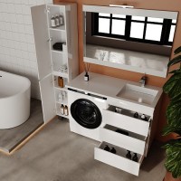 Мебель для ванной комнаты Style Line Даллас Леон 120 R Люкс Plus напольная, белая, для стиральной машины, 3 ящика