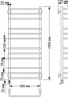 Полотенцесушитель электрический Secado Мерида 3 105x55 см, подключение слева, бронза, лесенка, латунь