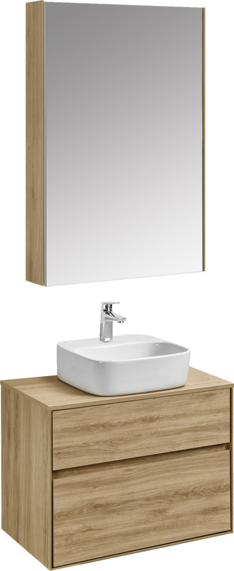 Мебель для ванной комнаты AQUATON Либерти 75 со столешницей дуб эльвезия, раковина Одри 42
