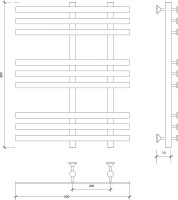 Полотенцесушитель водяной Secado Понтида 3 80x50 см, матовый черный, лесенка