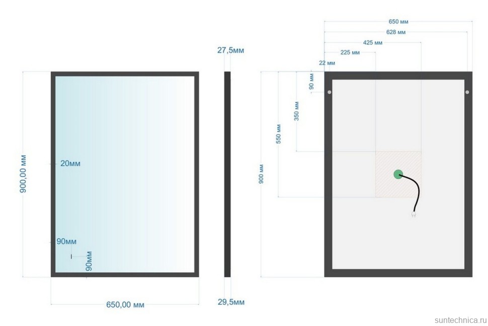 Зеркало Abber See AG6110SC-0.65 65х90 см, с подсветкой, черное