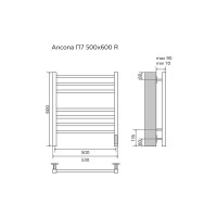 Полотенцесушитель Azario ANCONA 500/600 электрический ЧЕРНЫЙ R 7 кв. пер.