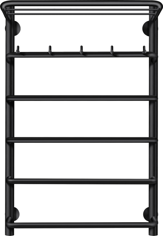Полотенцесушитель электрический Secado Мерида 1 КСП 80x50 см, подключение справа, матовый черный, лесенка, с полкой