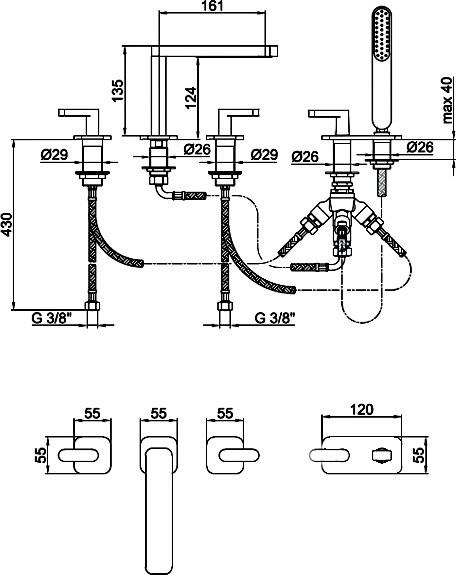 Смеситель на борт ванны Webert Living Living LV730401015 хром,