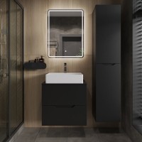 Тумба с раковиной Orange Line 60 подвесная, 2 ящика, матовая черная с раковиной B04-500W