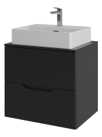 Тумба с раковиной Orange Line 60 подвесная, 2 ящика, матовая черная с раковиной B04-500W