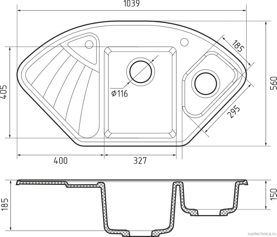 Мойка кухонная GranFest Corner C-1040E кашемир