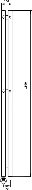 Полотенцесушитель электрический Secado Сандриго 2К 1800/70 180x10 см, подключение слева, матовый черный, I-образный