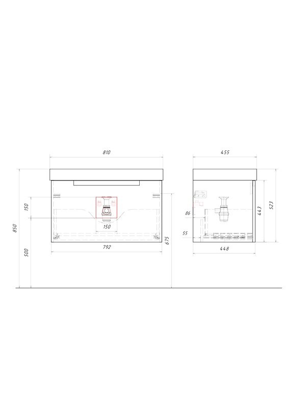 Тумба с раковиной Aqwella Vancouver 80 подвесная, белая