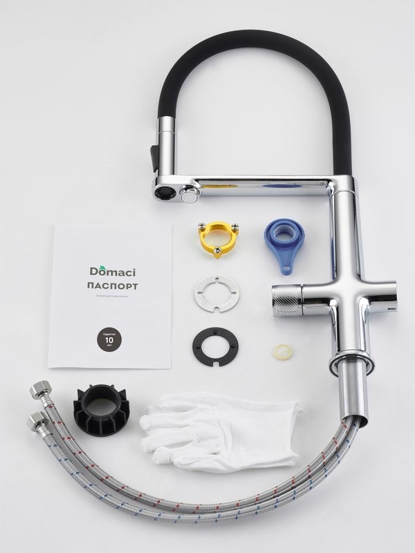 Смеситель для кухни Domaci Римини D569223CR с гибким изливом, хром