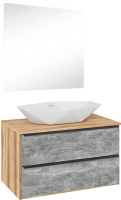 Мебель для ванной комнаты Runo Мальта 85 дуб, серая, раковина Poligono 65