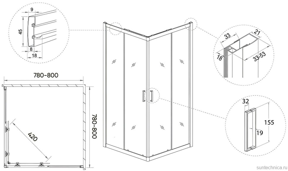 Душевой уголок Veconi Rovigo RV-11 80x80