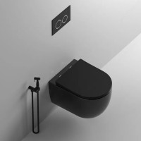 Унитаз подвесной Ceruttispa Oglio Aria 9239 MB безободковый, с микролифтом, черный матовый