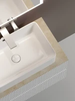Тумба под раковину со столешницей Sancos Snob T 100 bianco, столешница бежевая