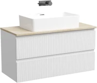 Тумба под раковину со столешницей Sancos Snob T 100 bianco, столешница бежевая