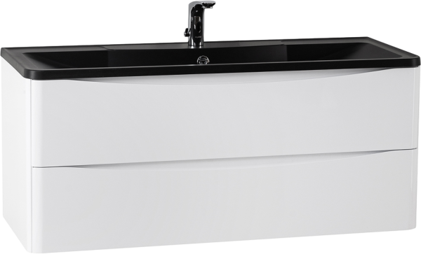 Тумба с раковиной BelBagno Acqua 120 подвесная, bianco lucido, черная матовая раковина