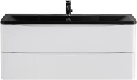 Тумба с раковиной BelBagno Acqua 120 подвесная, bianco lucido, черная матовая раковина