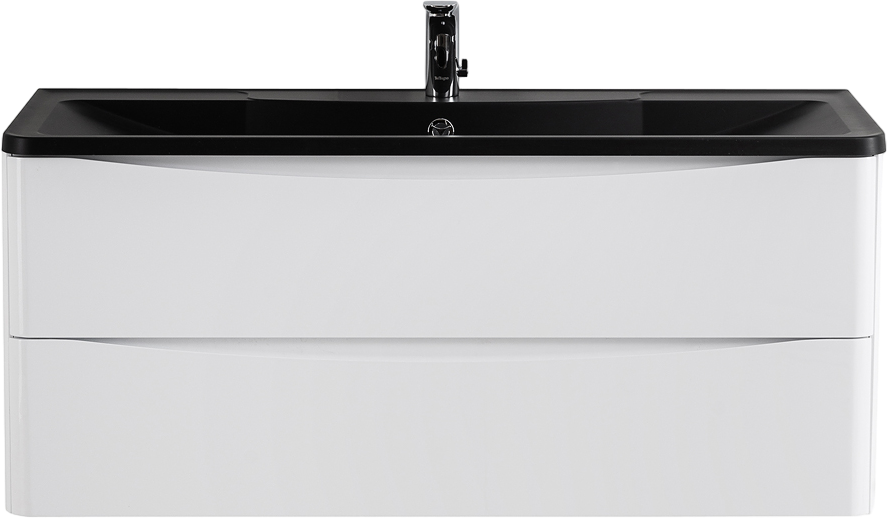 Тумба с раковиной BelBagno Acqua 120 подвесная, bianco lucido, черная матовая раковина