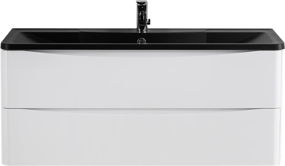 Тумба с раковиной BelBagno Acqua 120 подвесная, bianco lucido, черная матовая раковина