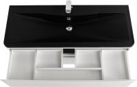 Тумба с раковиной BelBagno Acqua 120 подвесная, bianco lucido, черная матовая раковина