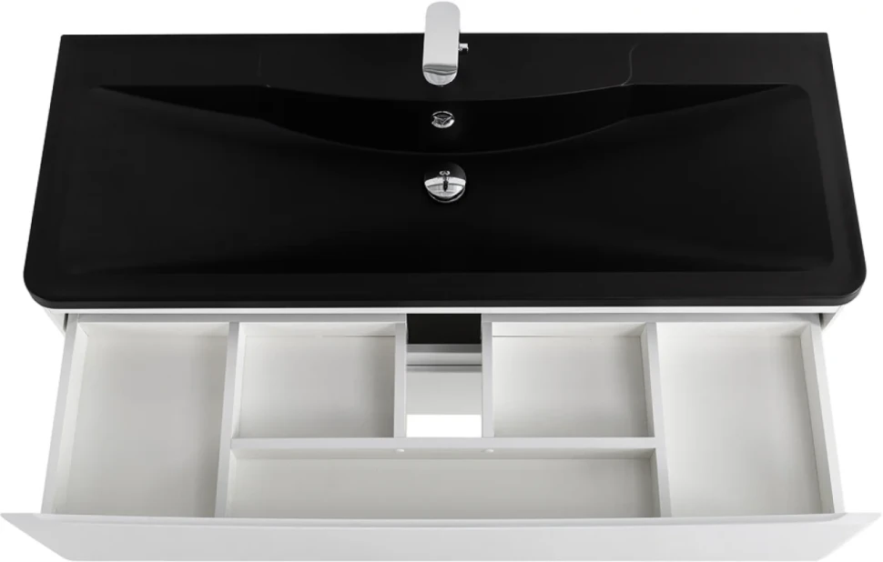 Тумба с раковиной BelBagno Acqua 120 подвесная, bianco lucido, черная матовая раковина