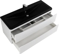 Тумба с раковиной BelBagno Acqua 120 подвесная, bianco lucido, черная матовая раковина