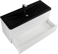 Тумба с раковиной BelBagno Acqua 120 подвесная, bianco lucido, черная матовая раковина