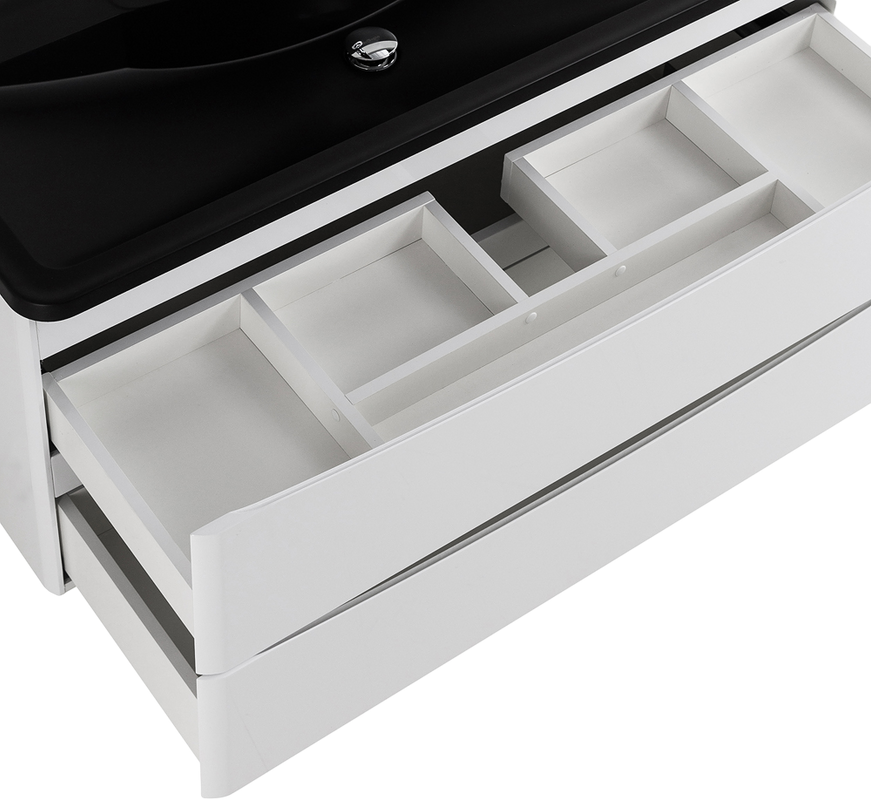 Тумба с раковиной BelBagno Acqua 120 подвесная, bianco lucido, черная матовая раковина