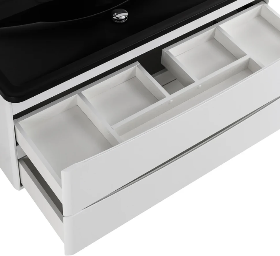 Тумба с раковиной BelBagno Acqua 120 подвесная, bianco lucido, черная матовая раковина