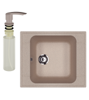 Мойка кухонная Ulgran U-604 302 песочная + дозатор U-02 песочный Мойка кухонная Ulgran U-604 302 песочная + дозатор U-02 песочный