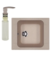 Мойка кухонная Ulgran U-604 302 песочная + дозатор U-02 песочный Мойка кухонная Ulgran U-604 302 песочная + дозатор U-02 песочный