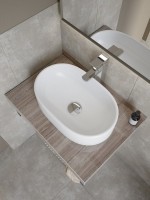 Столешница с раковиной Teymi Helmi 70 дуб кашмир, раковина Iva 52,  с белыми кронштейнами