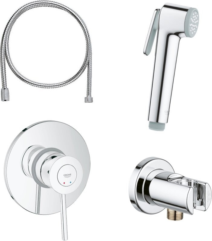 Гигиенический душ Grohe BauClassic 124434, со смесителем, С ВНУТРЕННЕЙ ЧАСТЬЮ