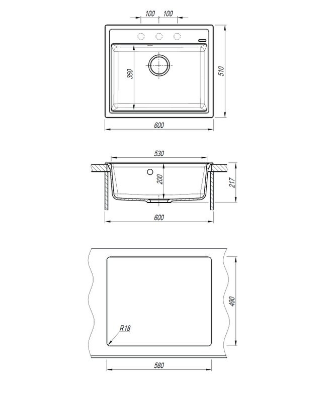 Мойка кухонная Abber Quarz AQ2902B матовая черная