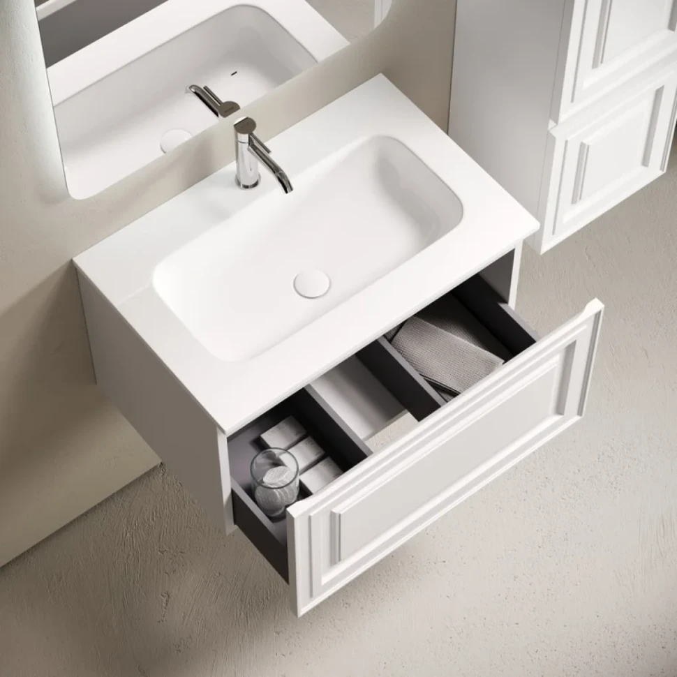 Тумба с раковиной Sancos Very 70 подвесная, bianco, раковина CN7031
