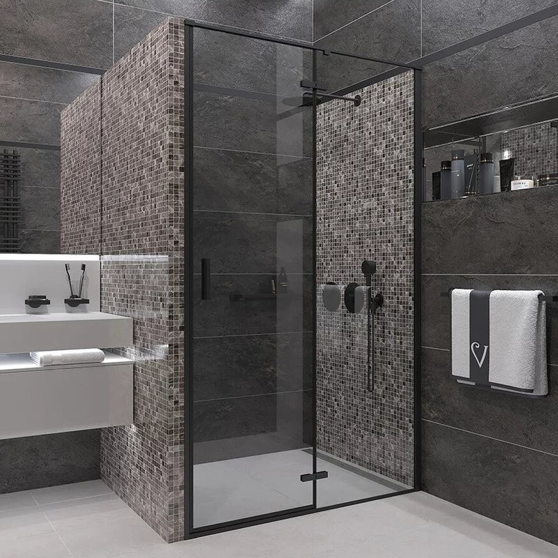 Душевая дверь в нишу Veconi Vianno VN-73B 80 см, профиль черный