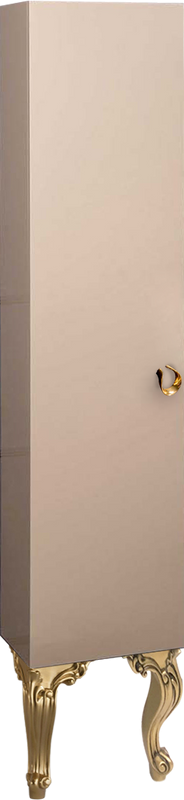 Шкаф пенал для ванной Armadi Art NeoArt капучино с ручкой Drop золото, с ножками