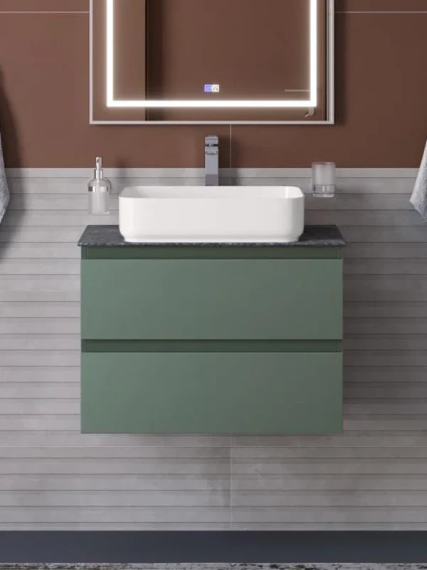 Тумба с раковиной BelBagno Kraft 60 подвесная, матовая еловая, столешница kep-60-grn, раковина BB1304