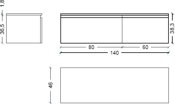 Тумба Armadi Art Flat Valessi Uno-S 140 антрацит глянец