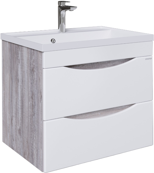 Тумба под раковину Grossman Талис 60 бетон пайн, белый глянец