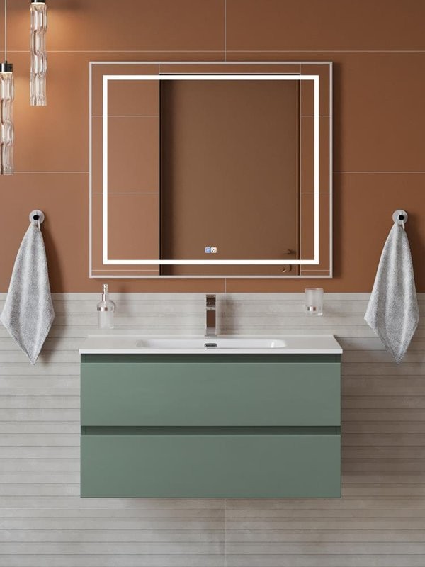 Мебель для ванной комнаты BelBagno Kraft 90 подвесная, матовая еловая, раковина bb900etl