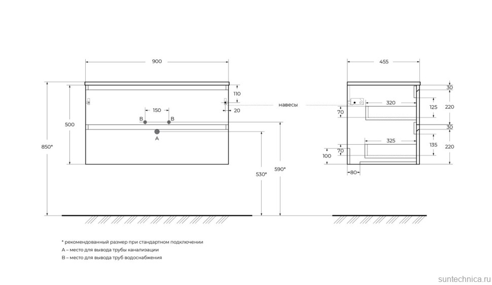 Мебель для ванной комнаты BelBagno Kraft 90 подвесная, матовая еловая, раковина bb900etl