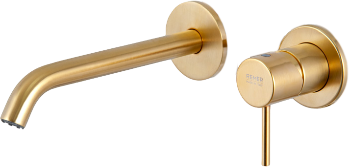 Смеситель для раковины Remer X Style X15PL С ВНУТРЕННЕЙ ЧАСТЬЮ, золото брашированное