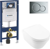 Комплект Унитаз подвесной Villeroy & Boch Architectura + Инсталляция Geberit Duofix UP 320 111.300.00.5 + Кнопка Sigma 01 115.770.21.5 хром + Крепления 111.815.00.1 к стене