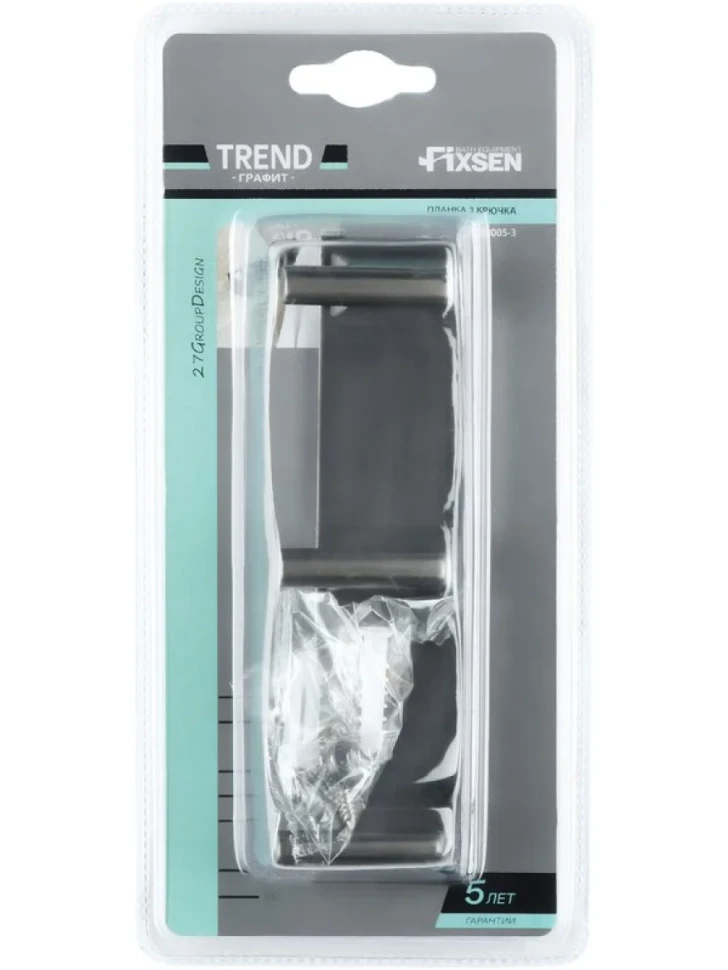 Крючок Fixsen Trend Graphite 98005-3 черный графит, 3 крючка