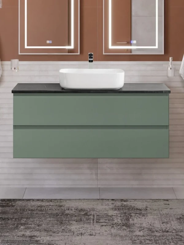 Тумба под раковину со столешницей BelBagno Kraft 120 подвесная, матовая еловая, столешница kep-120-mno