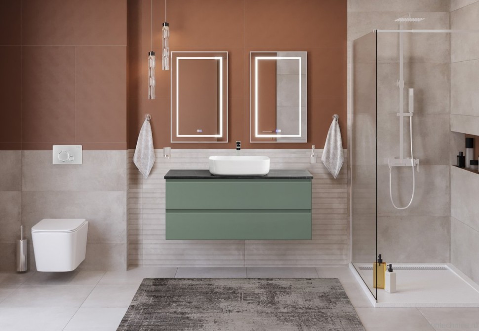 Тумба под раковину со столешницей BelBagno Kraft 120 подвесная, матовая еловая, столешница kep-120-mno