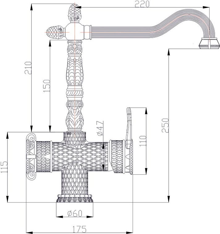 Смеситель для кухни Zorg Antic A 50 KF-BR