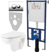 Комплект Унитаз подвесной Seramiksan Petite + Крышка AG50006 с микролифтом + Инсталляция DIWO + Кнопка 7312 хром
