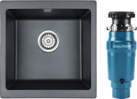 Комплект Мойка Paulmark Brilon PM104546-BLM черный металлик + Измельчитель Intenso